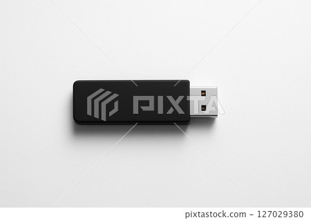 白色背景上簡單的黑色 USB 記憶棒 127029380