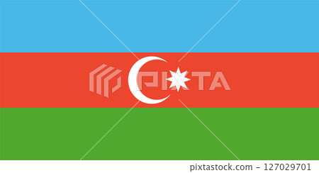 Flag of Azerbaijan in correct proportions and colors. 127029701
