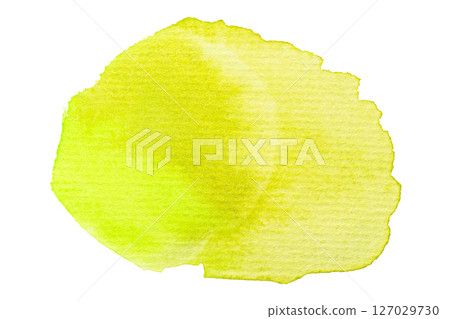 Vibrant yellow watercolor brushstroke on white background Vibrant yellow watercolor brushstroke on white background 127029730