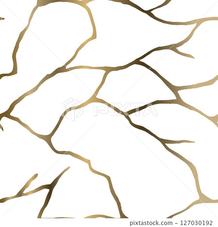 Golden Kintsugi crack texture overlay background. Distressed ckackle trendy minimalist wallpaper texture. 127030192