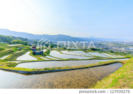 Obasute rice terraces in early summer, Chikuma City, Nagano Prefecture Obasute rice terraces in early summer, Chikuma City, Nagano Prefecture 127030278