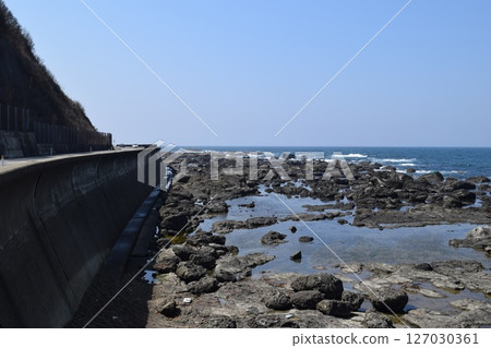 Rocky landscape on the Shonai coast 127030361