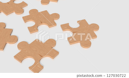 The Wood Jigsaw on white Background 3d Rendering. The Wood Jigsaw on white Background 3d Rendering. 127030722