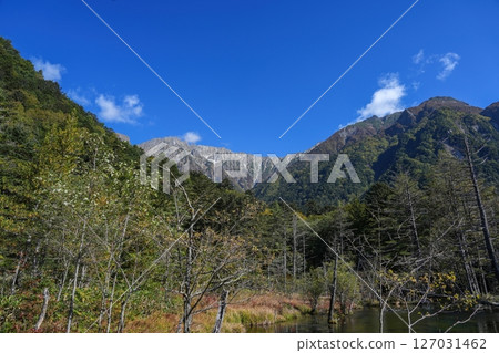 從上高岳澤沼眺望深秋的穗高山脈 127031462