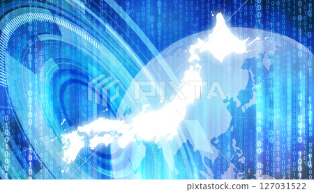 Cyber digital Japan map image background Cyber digital Japan map image background 127031522