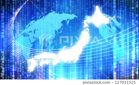 Cyber digital Japan map image background 127031525
