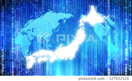 Cyber digital Japan map image background Cyber digital Japan map image background 127031528