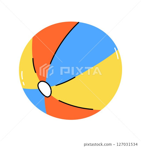 Beach ball isolated vector element. Colorful illustration of inflatable ball for summer fun, pool and summertime vacation. Flat and doodle Beach ball isolated vector element. Colorful illustration of inflatable ball for summer fun, pool and summertime vacation. Flat and doodle 127031534