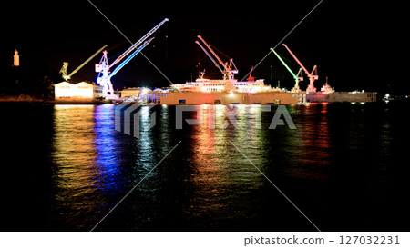廣島縣尾道水道的夜景 廣島縣尾道水道的夜景 127032231
