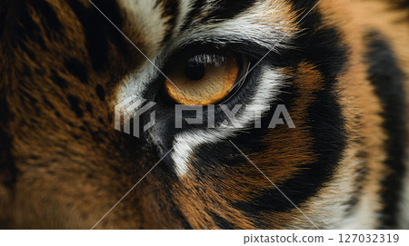 Close-up of a tiger's sharp gaze 127032319
