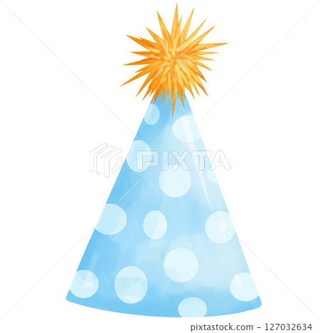 Hand-painted watercolor birthday themed party hat Hand-painted watercolor birthday themed party hat 127032634