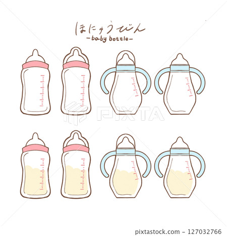 嬰兒奶瓶插圖(帶手柄,簡單,嬰兒用品) 嬰兒奶瓶插圖(帶手柄,簡單,嬰兒用品) 127032766