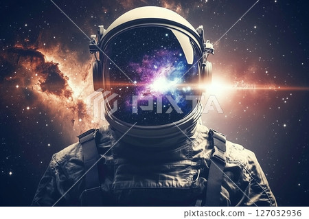 Astronaut in Space with Stars and Cosmic Background, Exploring the Depths of the Universe 127032936