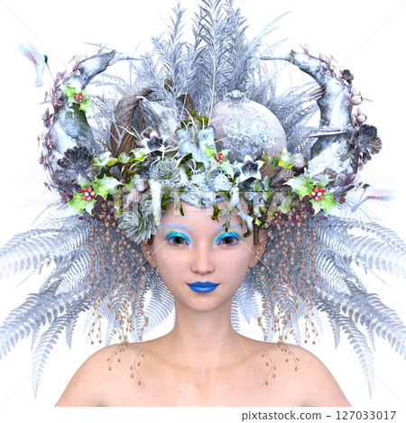 Close-up of woman with hair flower art Close-up of woman with hair flower art 127033017