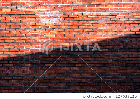 Red brick wall texture background, shadow on the wall Red brick wall texture background, shadow on the wall 127033129