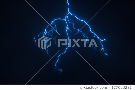 Blue lightning with dark background, 3d rendering. Blue lightning with dark background, 3d rendering. 127033281