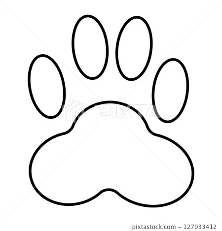 Cat paw print illustration material, simple black and white lines 127033412