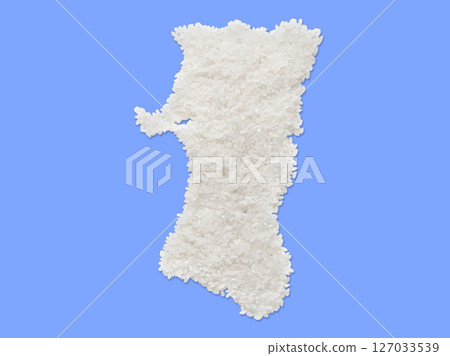 A map of Akita prefecture made from rice 127033539