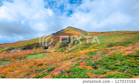 Climbing Mount Kurikoma in autumn (view of Mount Kurikoma from Mount Higashi-Kurikoma) Climbing Mount Kurikoma in autumn (view of Mount Kurikoma from Mount Higashi-Kurikoma) 127033588