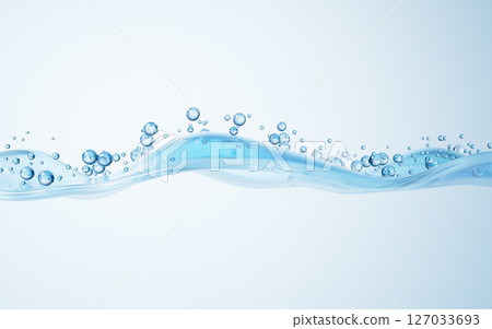 Flowing water bubbles and wave background, 3d Flowing water bubbles and wave background, 3d 127033693