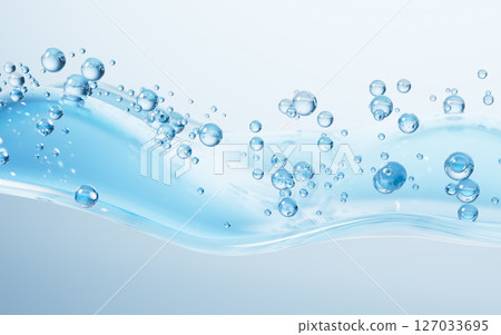 Flowing water bubbles and wave background, 3d Flowing water bubbles and wave background, 3d 127033695