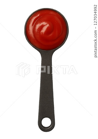 盛滿番茄醬的量匙切出背景 127034992