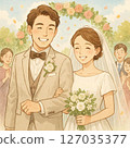 新娘和新郎在婚禮上互相看著對方 127035377