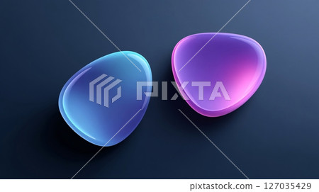 minimalist abstract blobs with soft glow and subtle shadows, floating in space 127035429