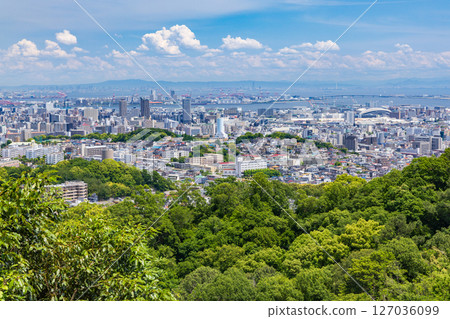 View of Nagata Ward, Hyogo Ward, and Port Island from a hill in Nagata Ward, Kobe City View of Nagata Ward, Hyogo Ward, and Port Island from a hill in Nagata Ward, Kobe City 127036099