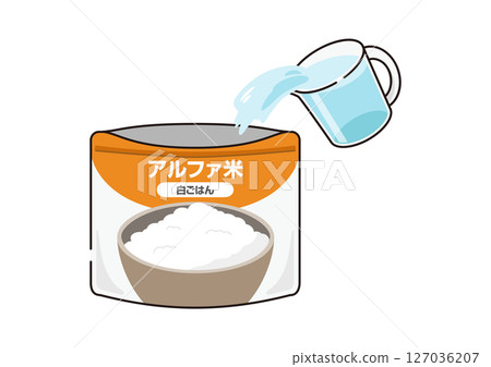 Illustration of pouring water into alpha rice 127036207
