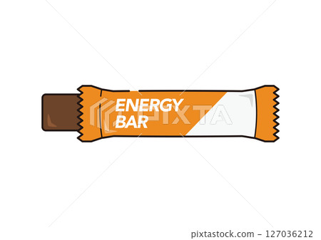Illustration of an opened energy bar, chocolate, front 127036212