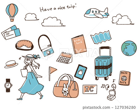 Pen-drawn travel illustration set 127036280
