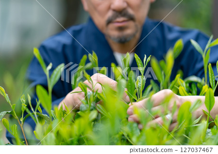 A man wearing work clothes 127037467