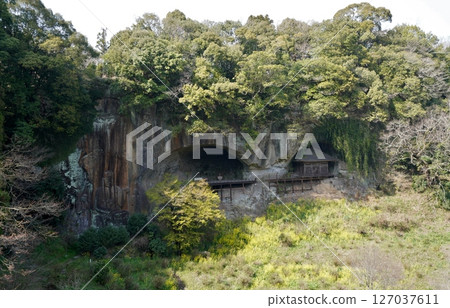 Bungo-Ono City: The Buddha statue carved into the rock at Fukoji Temple 127037611