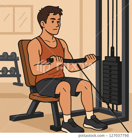 Machine work for men working out at the gym 127037798