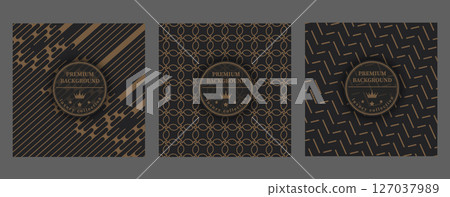 A luxurious pattern. Premium background for interior decoration, textiles, packaging and backgrounds. Golden ornament on a dark background. Creative design idea 127037989
