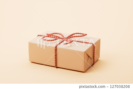 Cartoon style gift box with yellow background, 3d Cartoon style gift box with yellow background, 3d 127038208