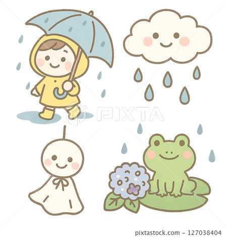 Rain/rainy season illustration material Rain/rainy season illustration material 127038404