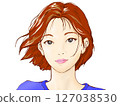 Smiling girl in blue sweater 127038530