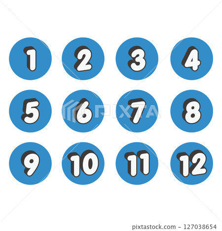 流行3D數位圖示設定藍色 127038654