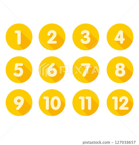 簡單的長陰影數字圖示設定黃色 127038657