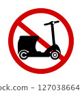 Sign prohibiting scooters on white background. Vector illustration. 127038664