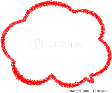 A line drawing of a speech bubble drawn with a red crayon. The shape of a cloud. A cute and easy-to-use speech bubble. The tip of the speech bubble is at the bottom right. A line drawing of a speech bubble drawn with a red crayon. The shape of a cloud. A cute and easy-to-use speech bubble. The tip of the speech bubble is at the bottom right. 127038868