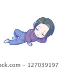 [Commercial use allowed!] 19-SD illustration of a Japanese man lying down relaxing 1-For everyday content, etc. 127039197