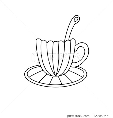 A cup with a spoon on top of it 127039360