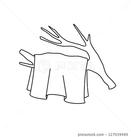 A white background with a tree branch and a piece of cloth A white background with a tree branch and a piece of cloth 127039489