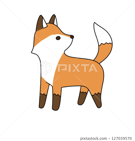A cartoon fox is standing on a white background 127039570