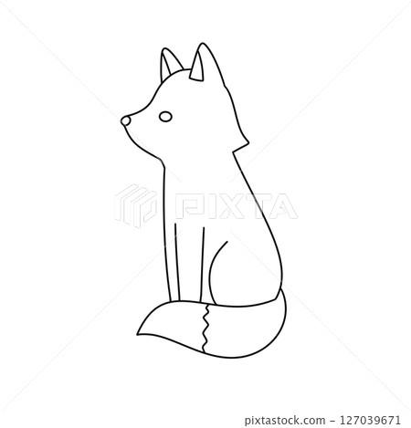 A cute cartoon fox is sitting on its hind legs 127039671