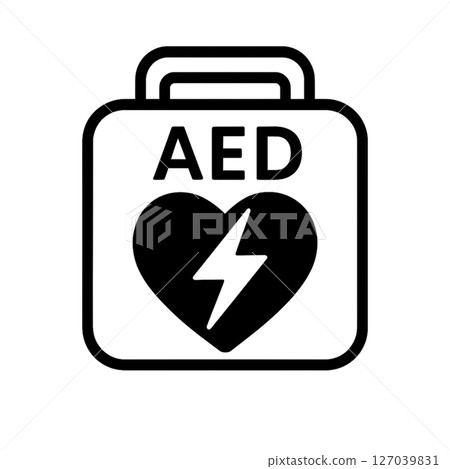 AED 線圖示、心肺復甦術、材料、插圖、無背景、文件創建、醫療 127039831