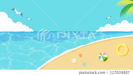Summer sky and sea banner illustration background horizontal 127039887